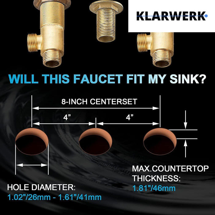 LENA | Rubinetto bagno 3 fori design oro lucido |  per lavabo ad arco alto in acciaio inossidabile | miscelatore 2 maniglie ristorazione