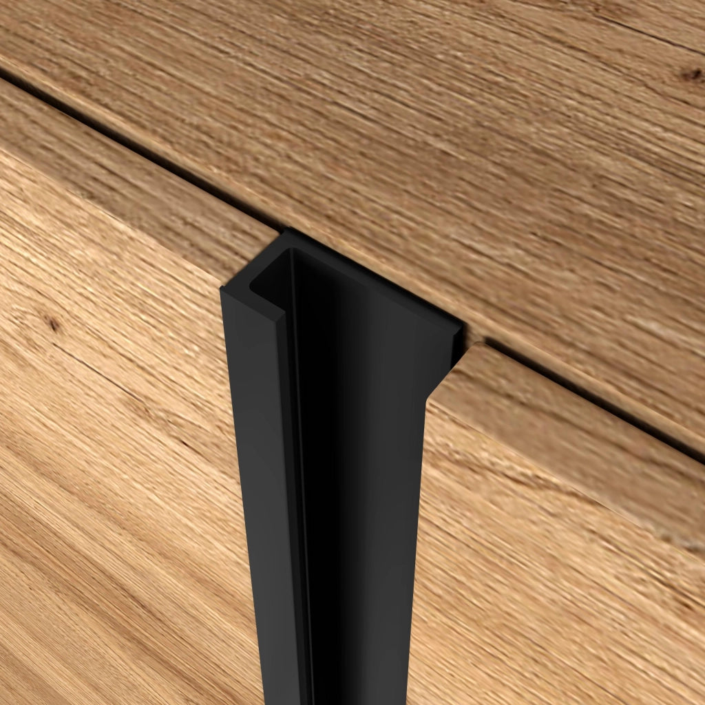 Mobile TV Soggiorno, 315x50x35 cm, Per TV fino a 80", Camino elettrico XXL, Rovere e nero