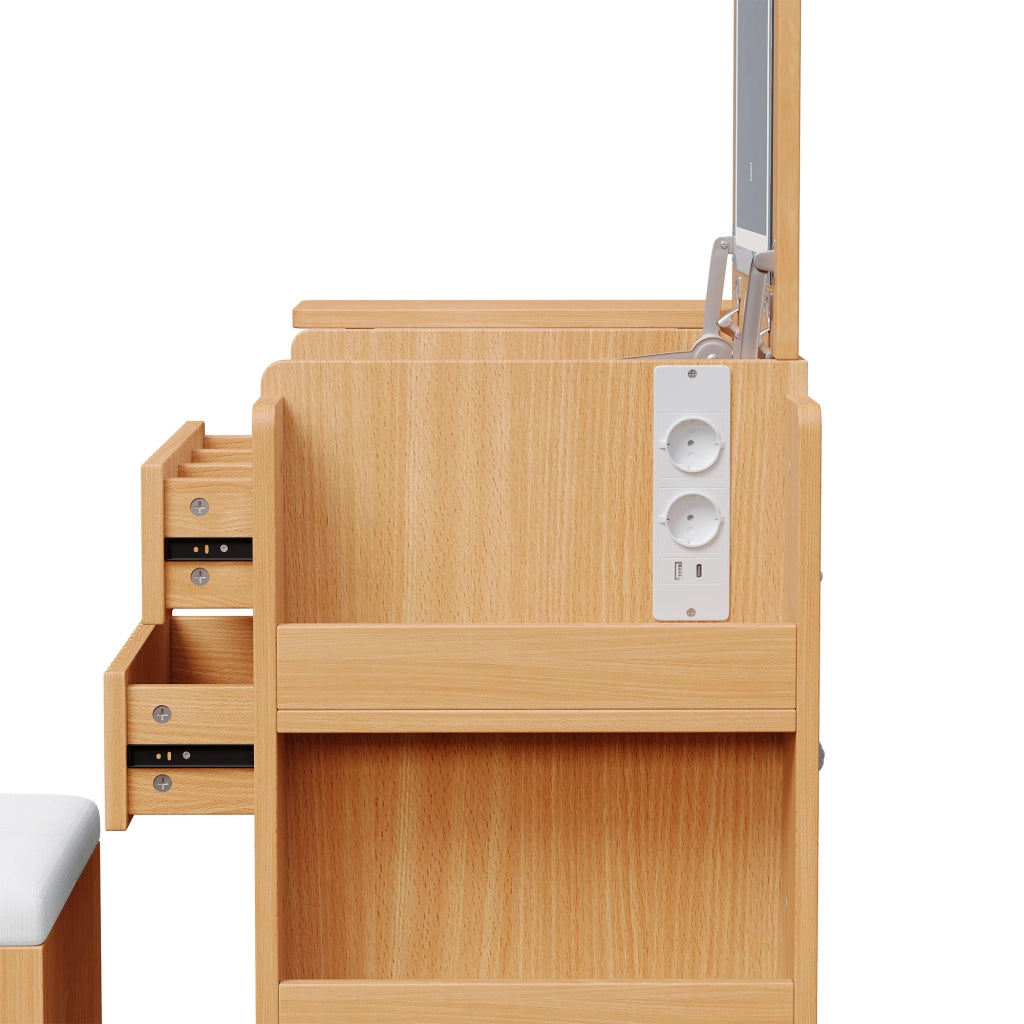 Toeletta con 3 cassetti; specchio LED e prese USB e Type C - per camera da letto