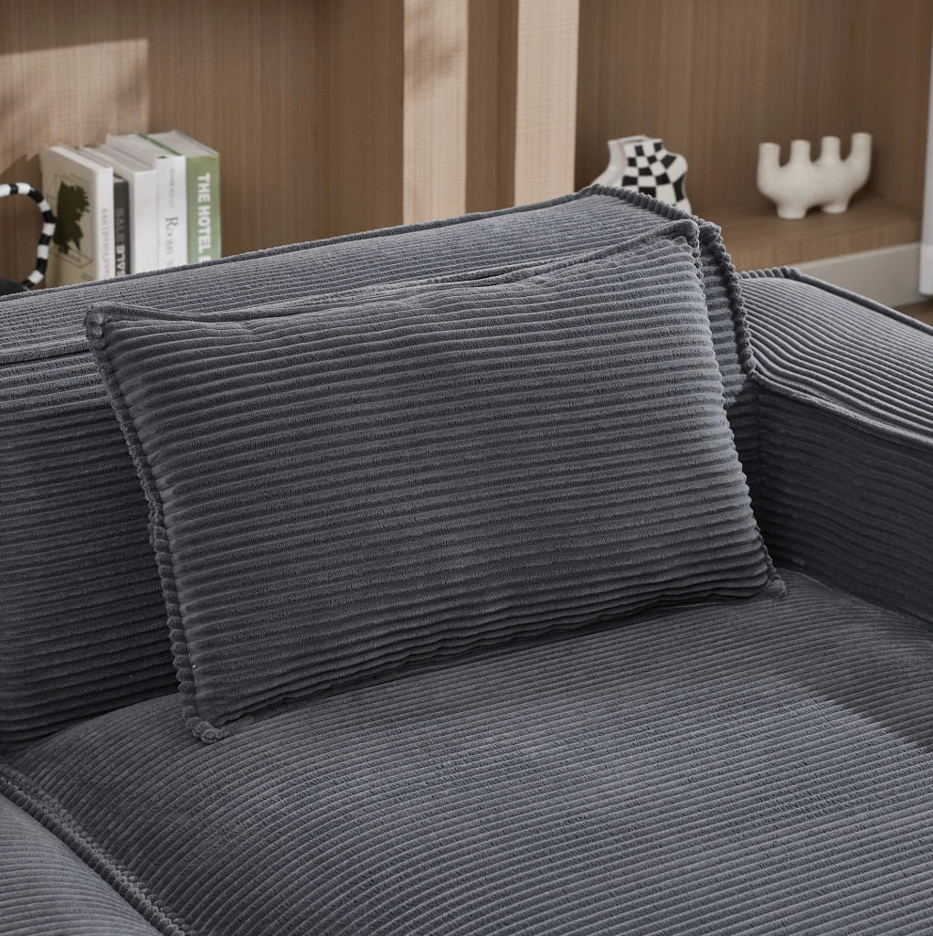 Divano imbottito in poliestere grigio largo 235 cm HOMVRA