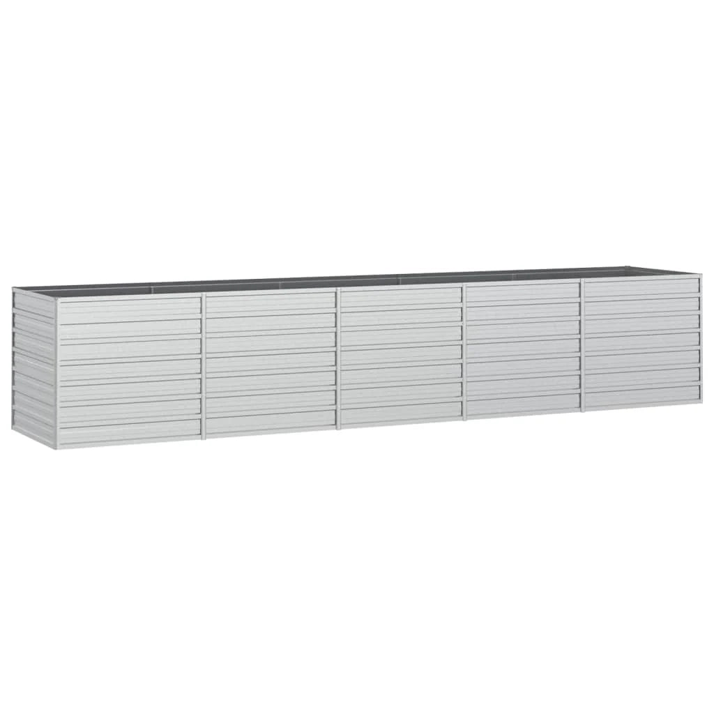 Fioriera rialzata per piante fiori patio giardino 400 x 80 x 77 cm acciaio zincato argento 02_0039448