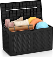Scatola da giardino da 380 l, impermeabile, con coperchio e 2 ruote, per balcone, terrazza e cortile, 111 x 56 x 61 cm (nero)