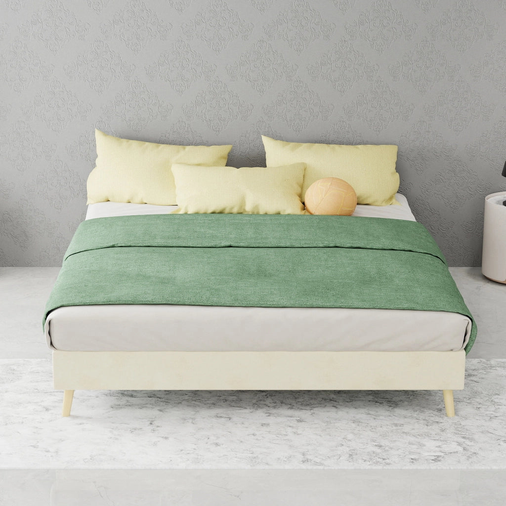 Letto matrimoniale 140x200 cm in velluto Dutch beige