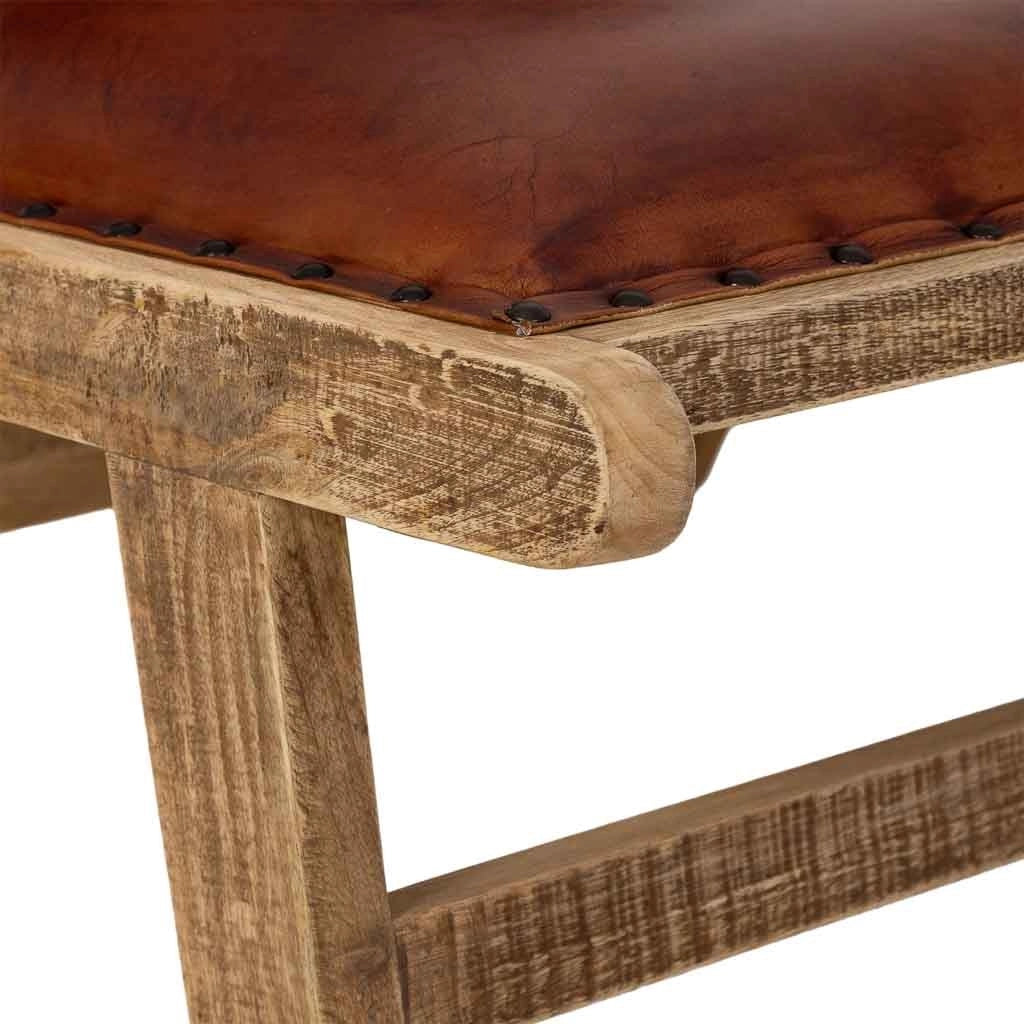 Sedia in legno e pelle marrone 65x78x81h cm