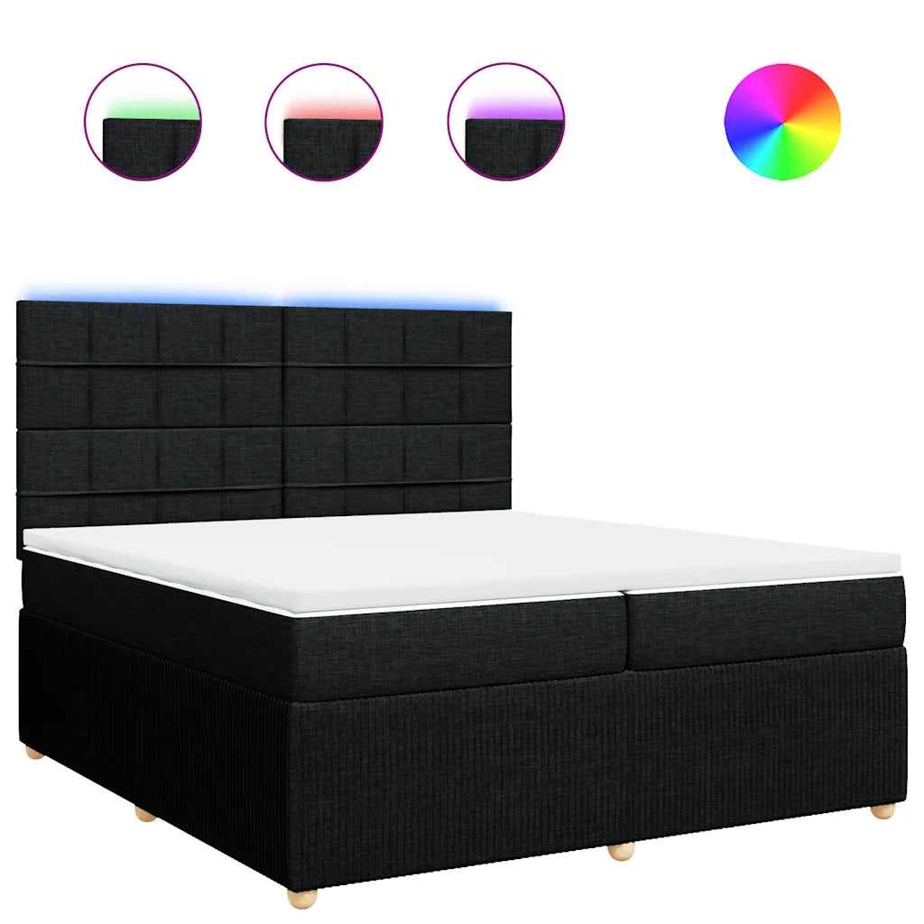 Giroletto a Molle con Materasso Nero 200x200 cm in Tessuto