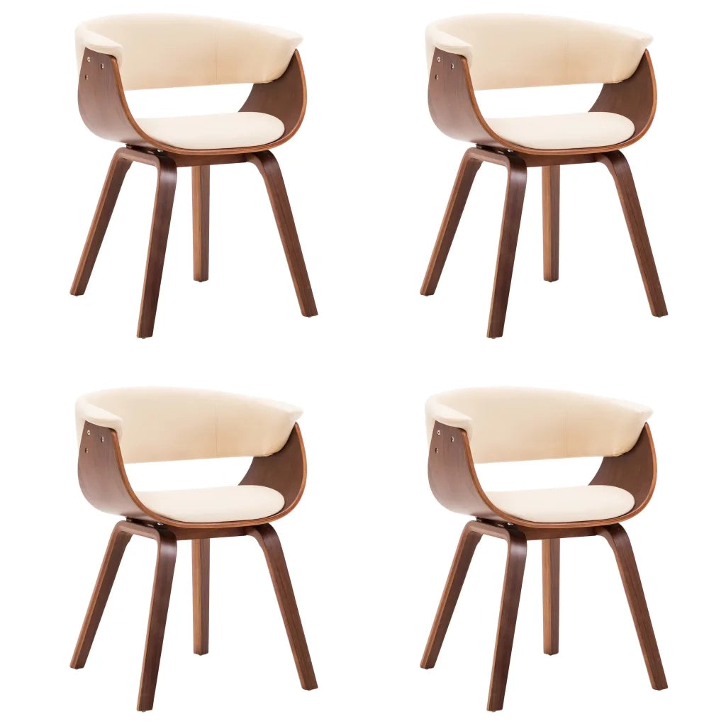 Sedie da Pranzo 4 pz in Legno Curvato e Similpelle Crema 278725