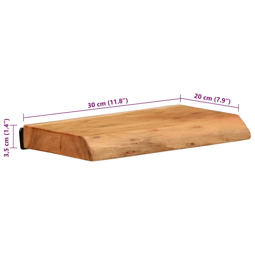 Mensole da Parete 2 pz 30x20x3,5 cm in Legno Massello di Acacia 373623