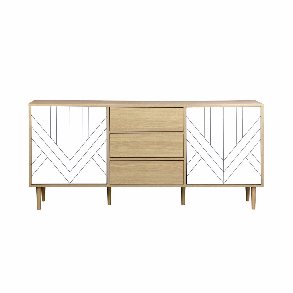 Credenza a 2 ante effetto legno, 160cm, bianco