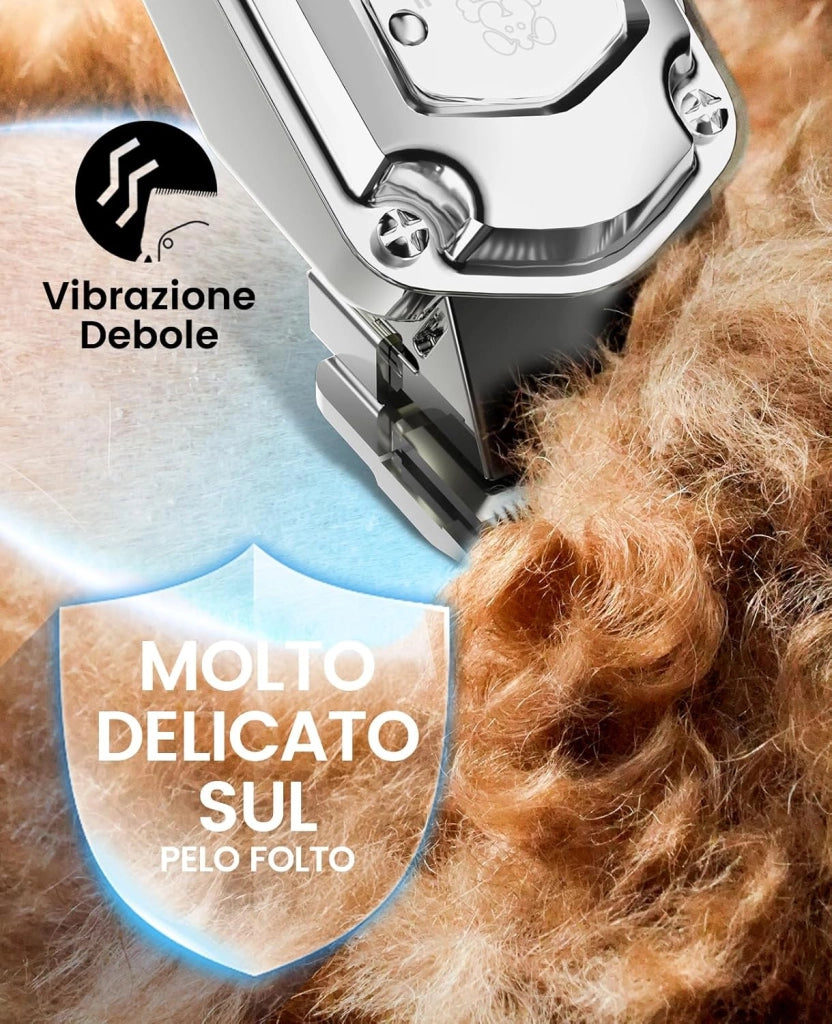 Tosatrice per cani professionale, senza fili/ricaricabile, con pettini in metallo staccabili, a basso rumore, resistenti, per capelli spessi/ricci/fini/ondulati