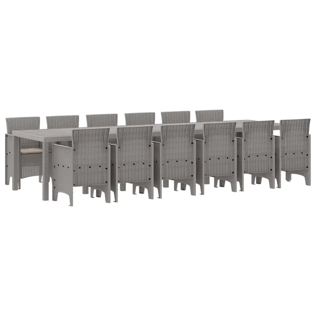 Set da Pranzo per Giardino 13 pcs Grigio chiaro Rattan Polt 3378788