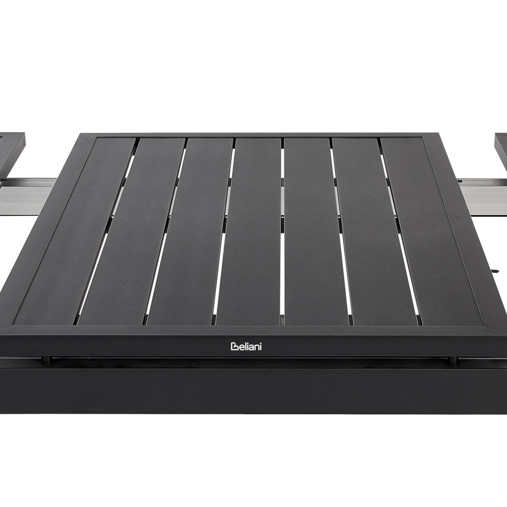 Set mobili da giardino tavolo allungabile nero 180 x 90 cm in alluminio con 6 sedie