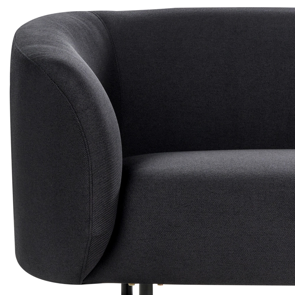 Divano 3 posti in poliestere nero con gambe nere stile glamour retrò soggiorno