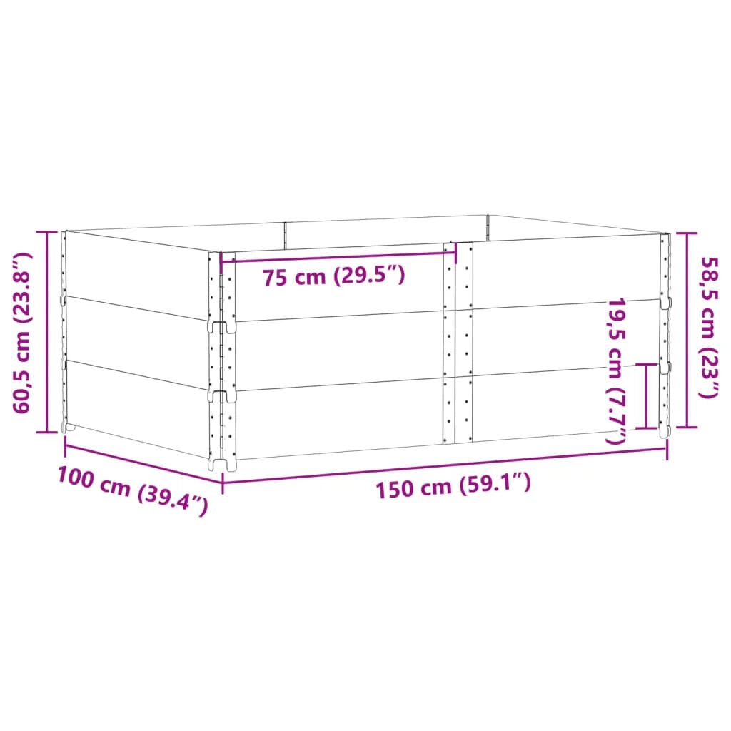 Fioriera rialzata per piante fiori terrazza giardino 150 x 100 cm legno massello di pino nero 02_0037425
