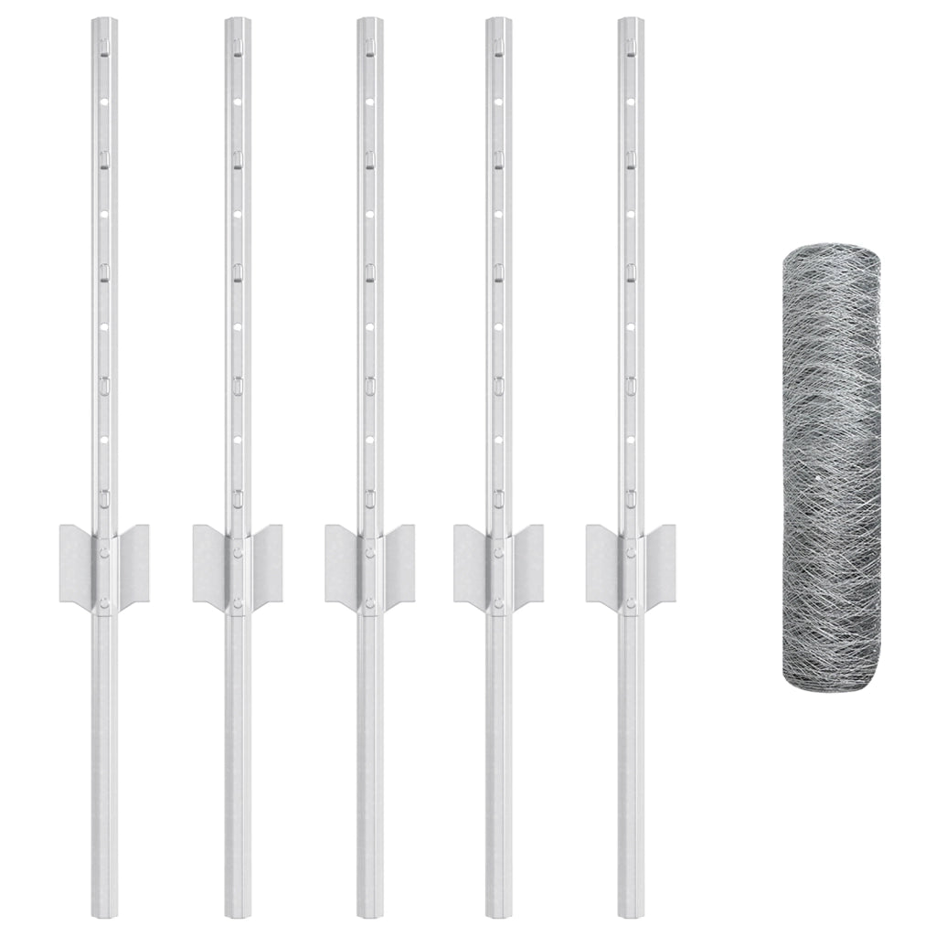 Pali per Recinzione  5 pz U-Channel 40 cm Acciaio Galvanizzato