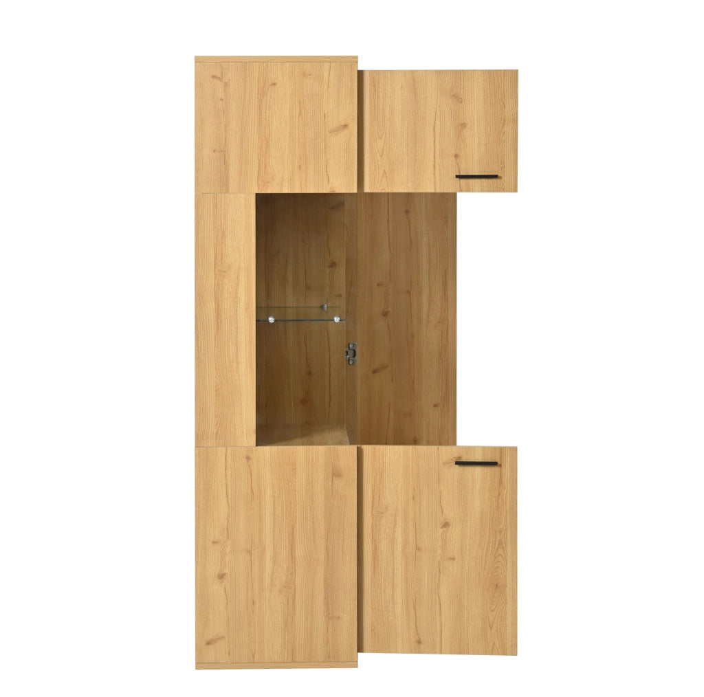 Vetrina moderna in MDF con LED, porta in vetro e 3 ripiani