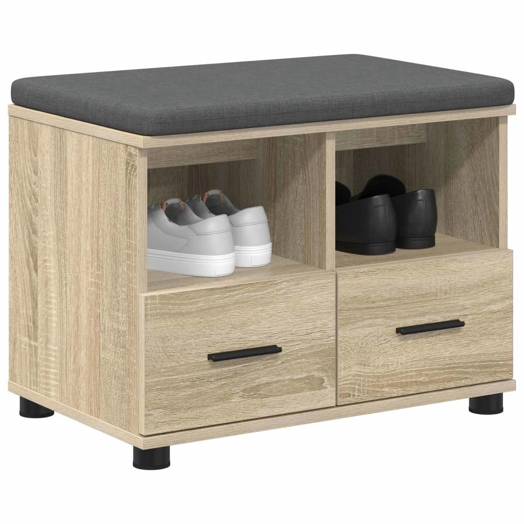 Panca per ingresso con cuscino-Sgabello-Panca da Corridoio Rovere Sonoma 60 x 38 x 46 cm 381489