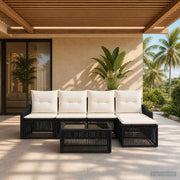 Set Divano da Giardino 6 pz Nero polyrattan 3435994