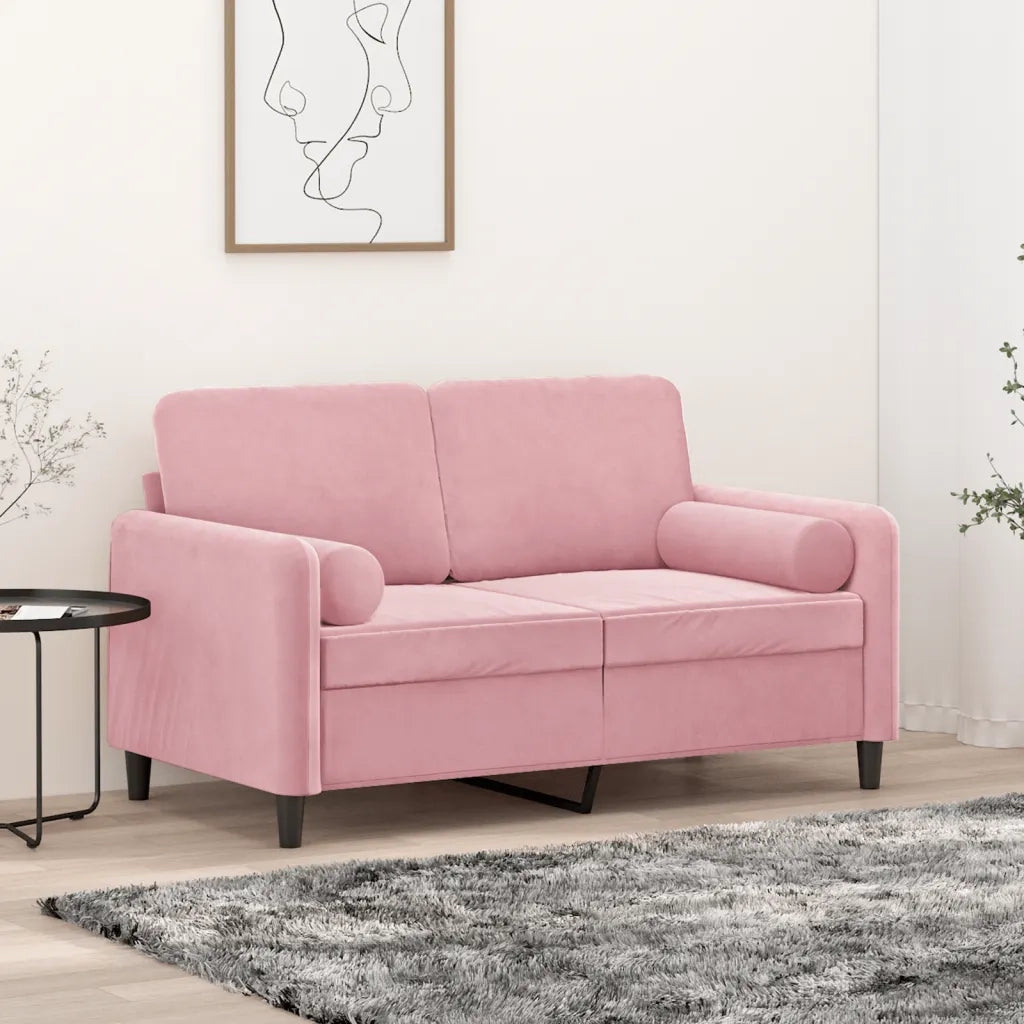 Divano a 2 Posti con Cuscini-Sofa 2 Posti con Cuscini Rosa 120 cm in Velluto 289202
