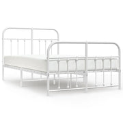 Letto matrimoniale | Letto per adulti | Giroletto con Testiera e Pediera Metallo Bianco 120x200 cm