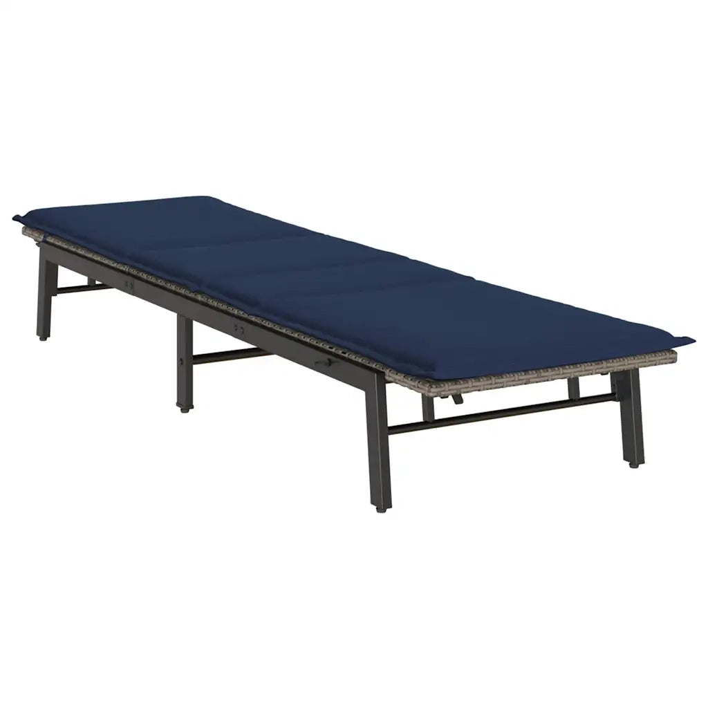 Lettino Prendisole con Cuscino Grigio in Polyrattan 4104086