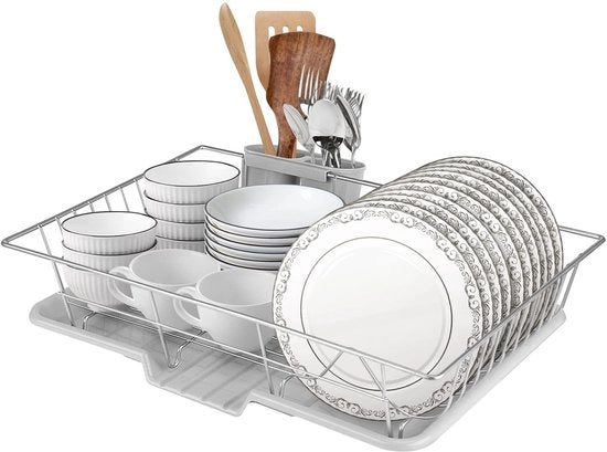 Afdruiprek Gecoat Metaal per Servizi con Lekbak - 48x30x11cm - Drogen Efficiente per Afwasmachine