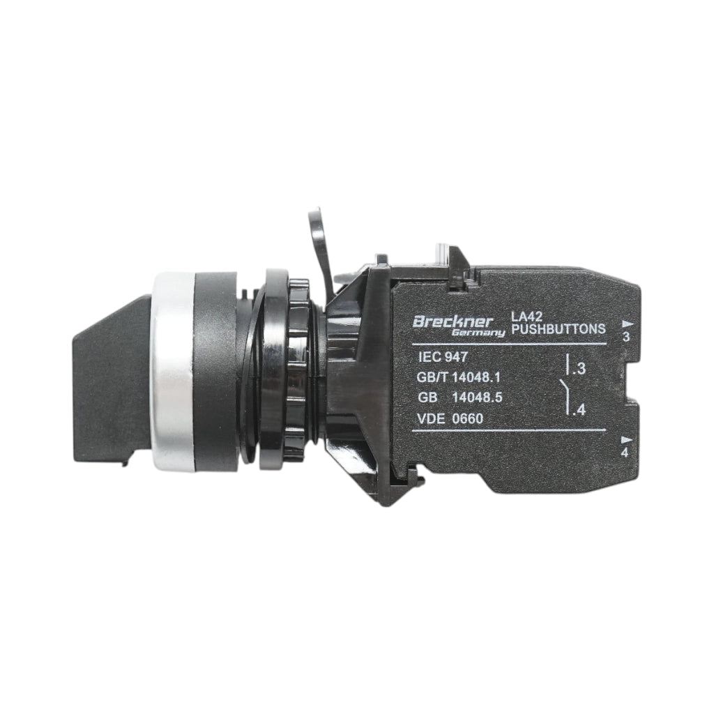 Selettore nero a 3 posizioni 2NO, 10A/600V AC, 1A/250V DC LA42 Breckner Germany