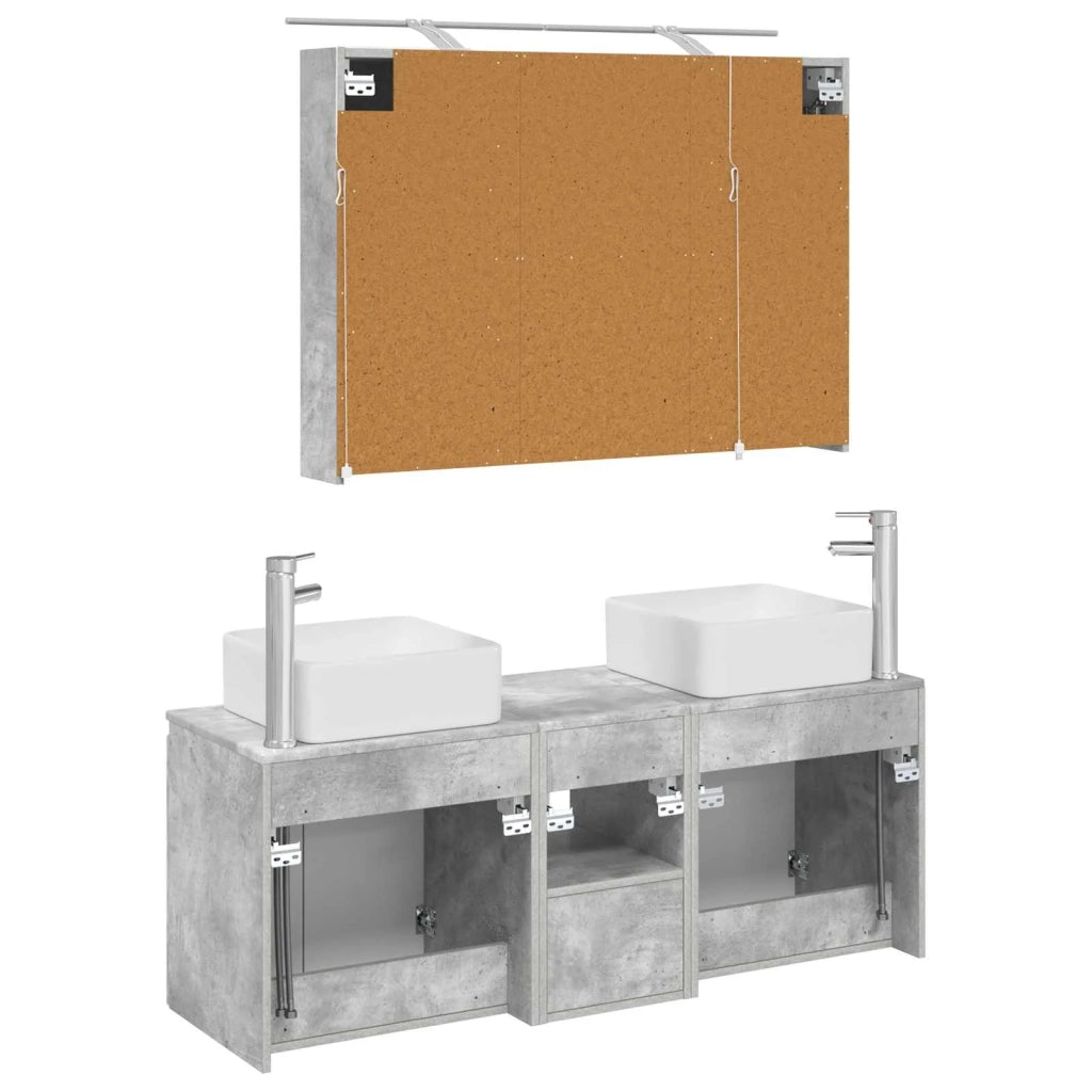 Set di Armadi da Bagno 4 pcs Grigio Cemento 100 x 14,5 x 70 cm 3406378