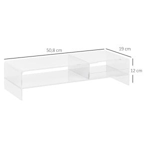 Supporto monitor trasparente 50，8x19x12 cm in acrilico， 2 livelli