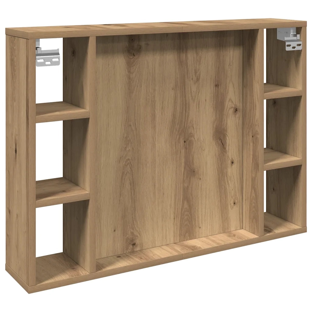 Mobile a Specchio LED-Armadietto a Specchio Rovere Artigianale 76x15x55cm Multistrato