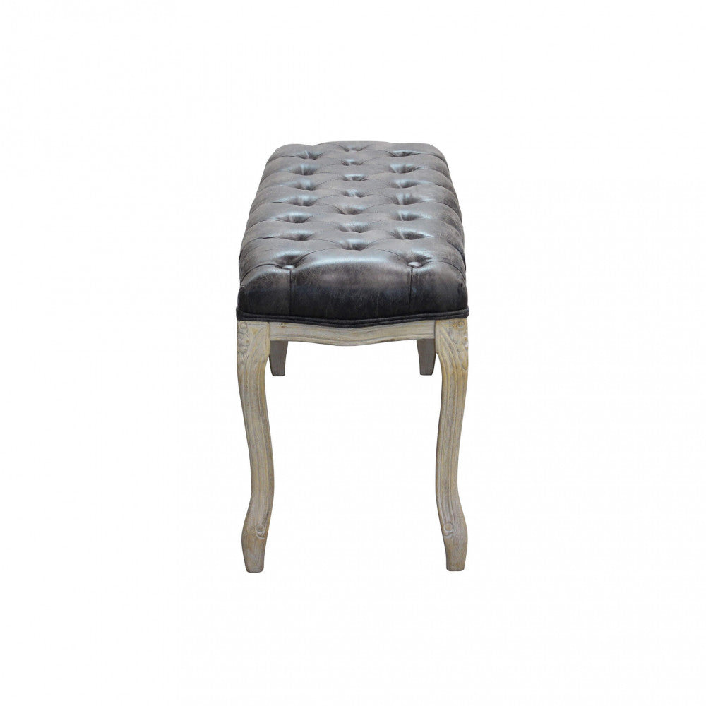 Panca Misty in Ecopelle Vintage Grigio 110x36x47 h cm in Legno Tortora