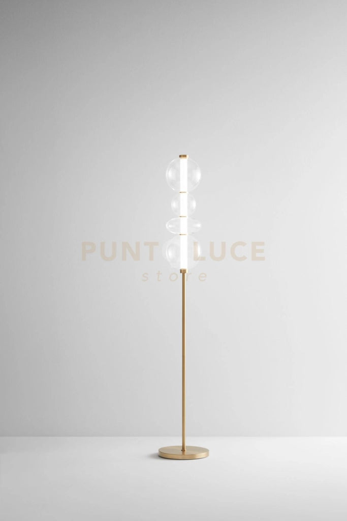 Piantana in metallo e vetro trasparente e oro spazzolato Bubbles Interruttore on/off a pedale LED 36W 3000K CRI?80 220-240V 50/60Hz 2880Lm