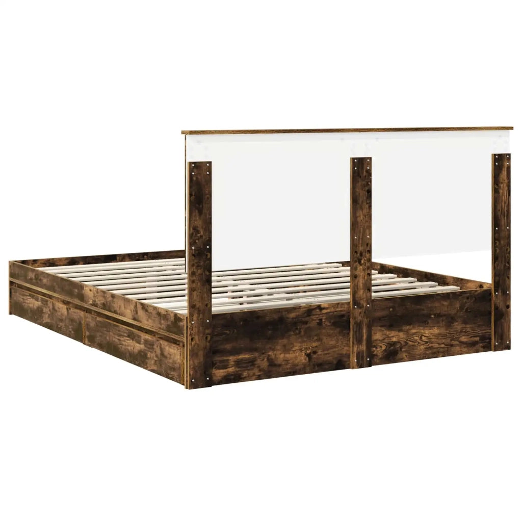 Letto con Contenitore con testiera Rovere fumé 160 x 200 cm