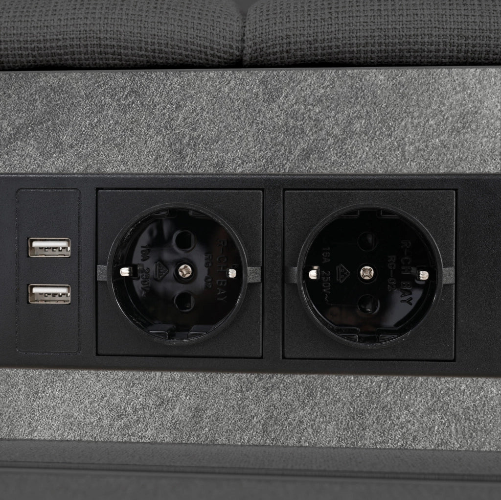 Letto matrimoniale con 4 cassetti; USB; LED e testiera 160x200 cm; grigio