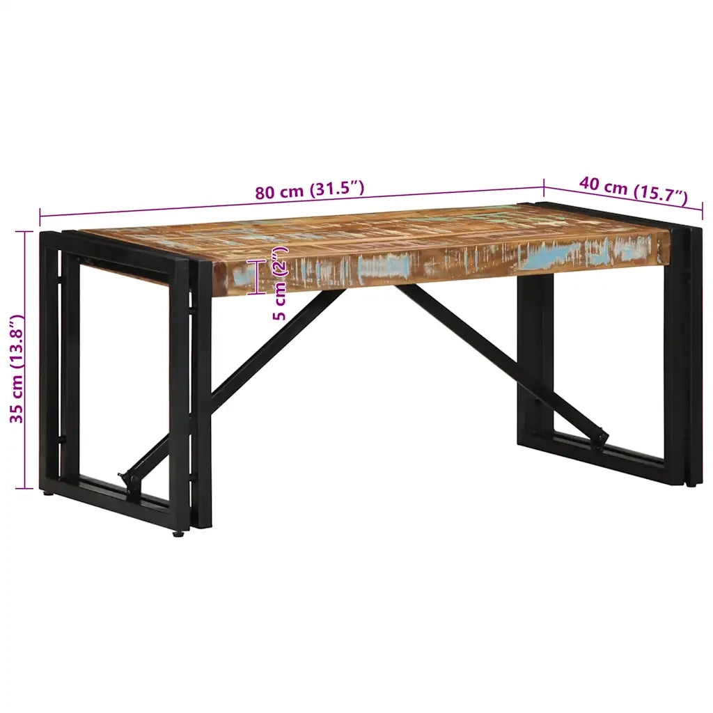 Tavolino Salotto Multicolore 80x40x35cm Legno Massello Recupero