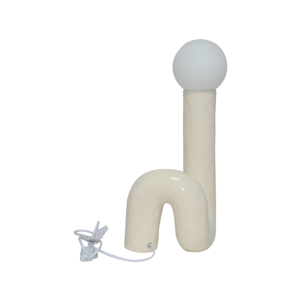 Lampada da tavolo in design organico ceramica smaltata,  45cm, crema