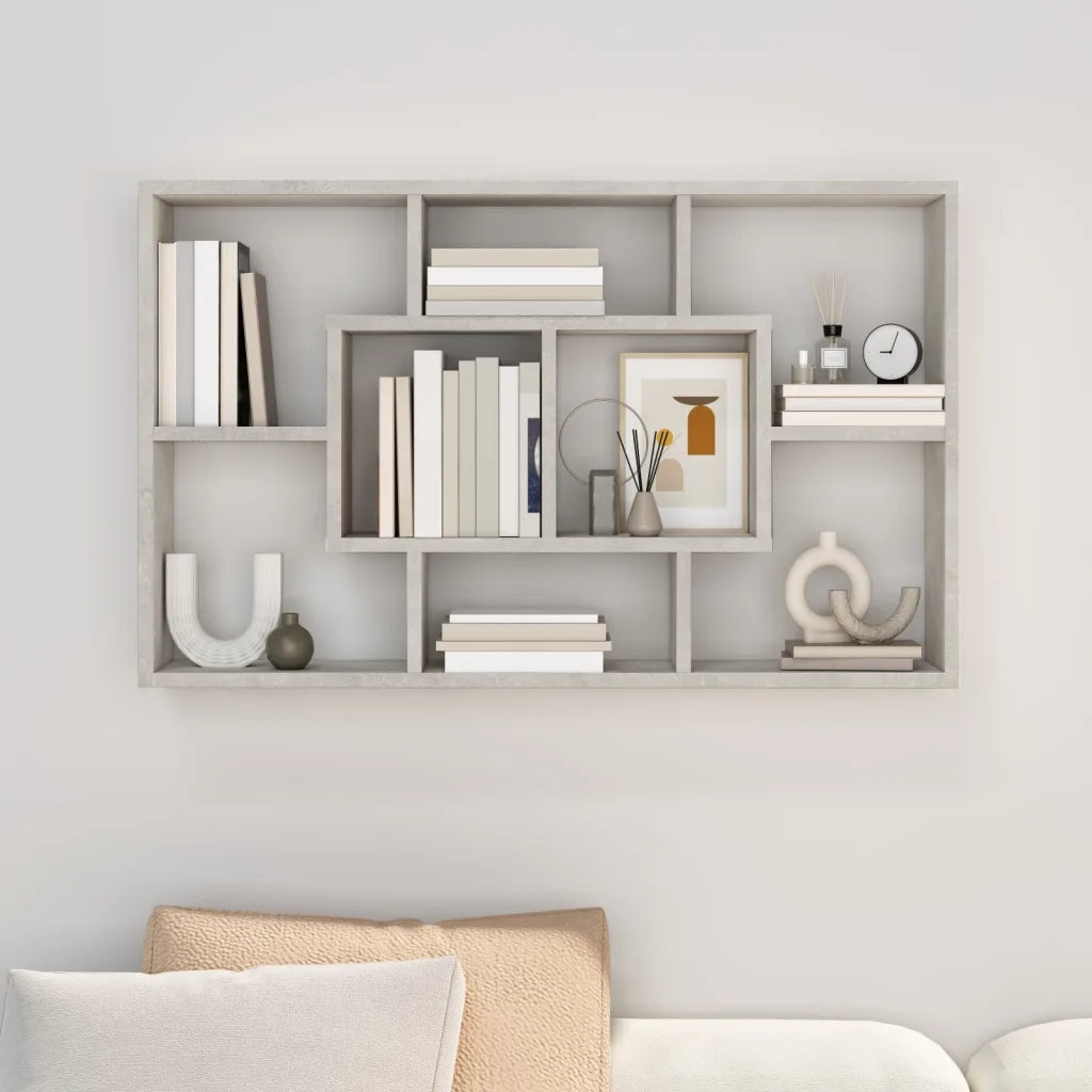 Mensola a Muro Grigio Cemento 85x16x52,5cm in Legno Multistrato 801422