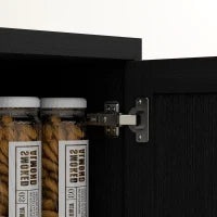 Mobile Credenza da Cucina con Doppia Porta e 2 Ripiani Regolabili, 60 x 40 x 160 cm, Nero