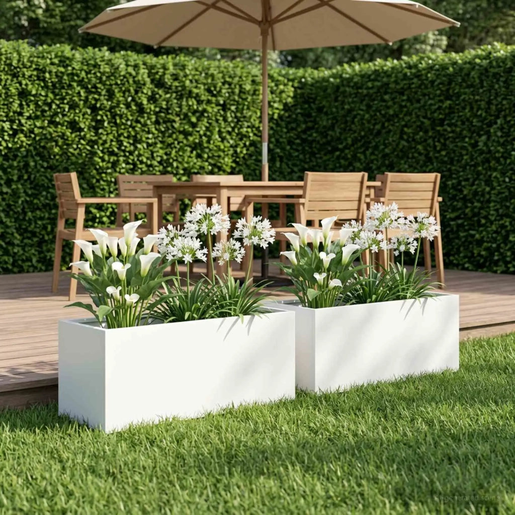 Vaso da giardino 2 pz Bianco 40 x 20 x 20 cm 8005137