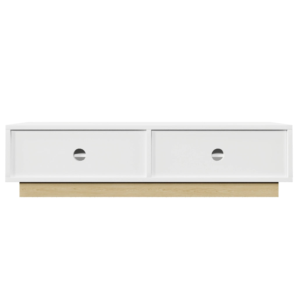 Mobile porta tv bianco con 4 ante e 2 ripiani, design curvo, per soggiorno, in MDF, 175 × 40 × 41,5 cm