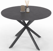 JASPE Tavolo da pranzo rotondo per 6 persone con piano effetto cemento e gamba a ragno grigio antracite 110 cm