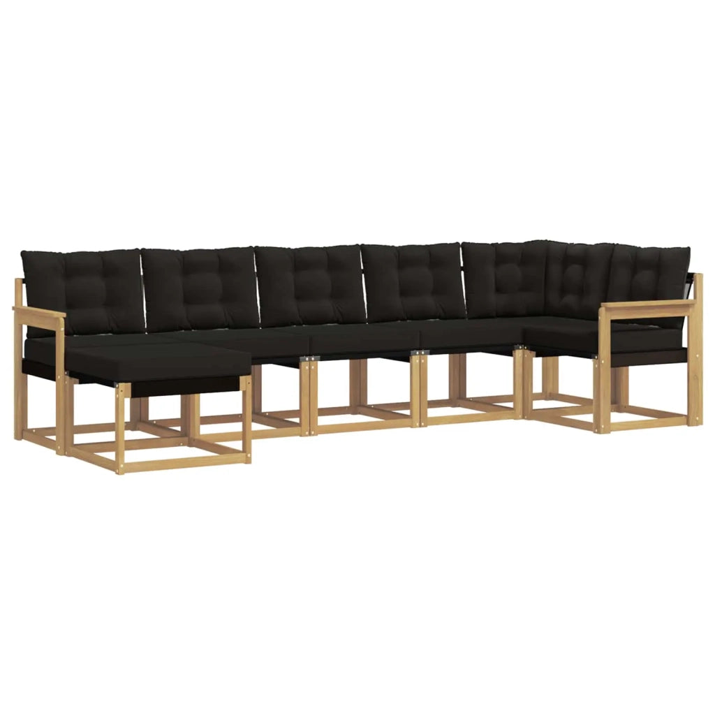 Set di divani da esterno con cuscino 7 pcs Bianco e Nero