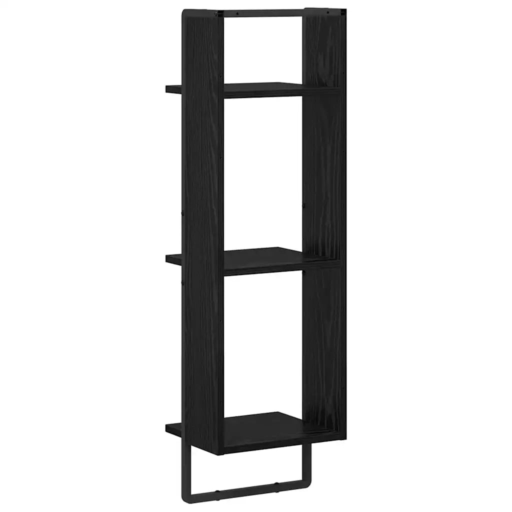 Scaffale da parete A parete Rovere Nero 30 x 25 x 100 cm 882843