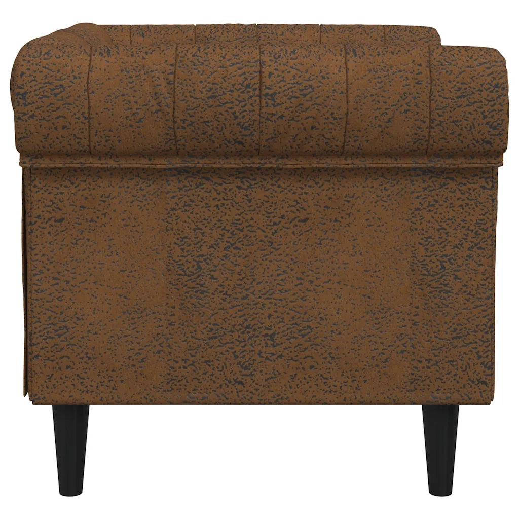 Poltrona | Sedia Relax Chesterfield Marrone in Tessuto