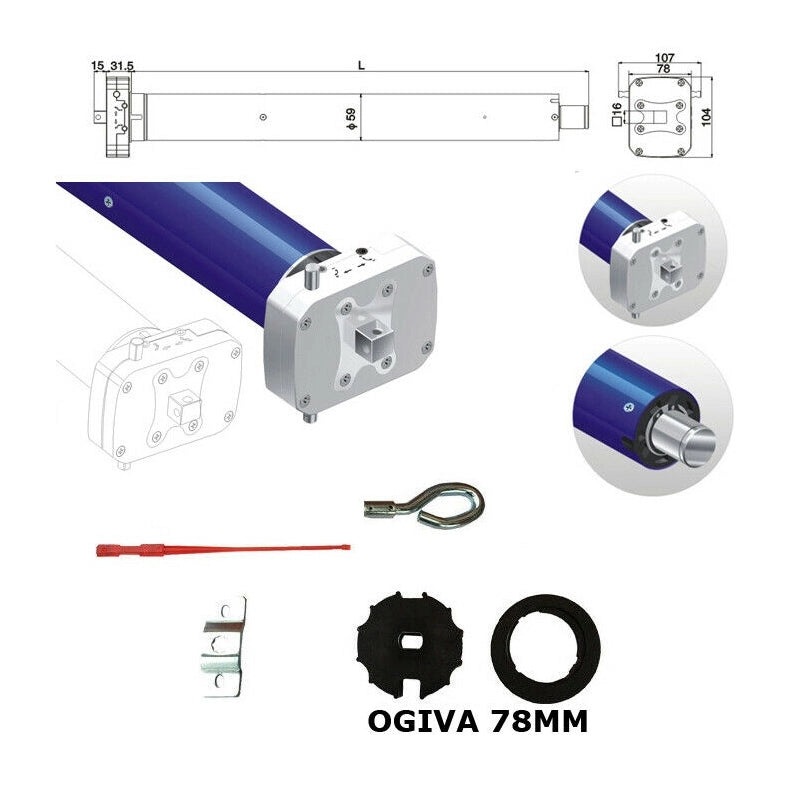 MOTORE PER TENDE DA SOLE 150 KG 80 NM CON MANOVRA 78MM SI ADATTA A SCHELLENBERG