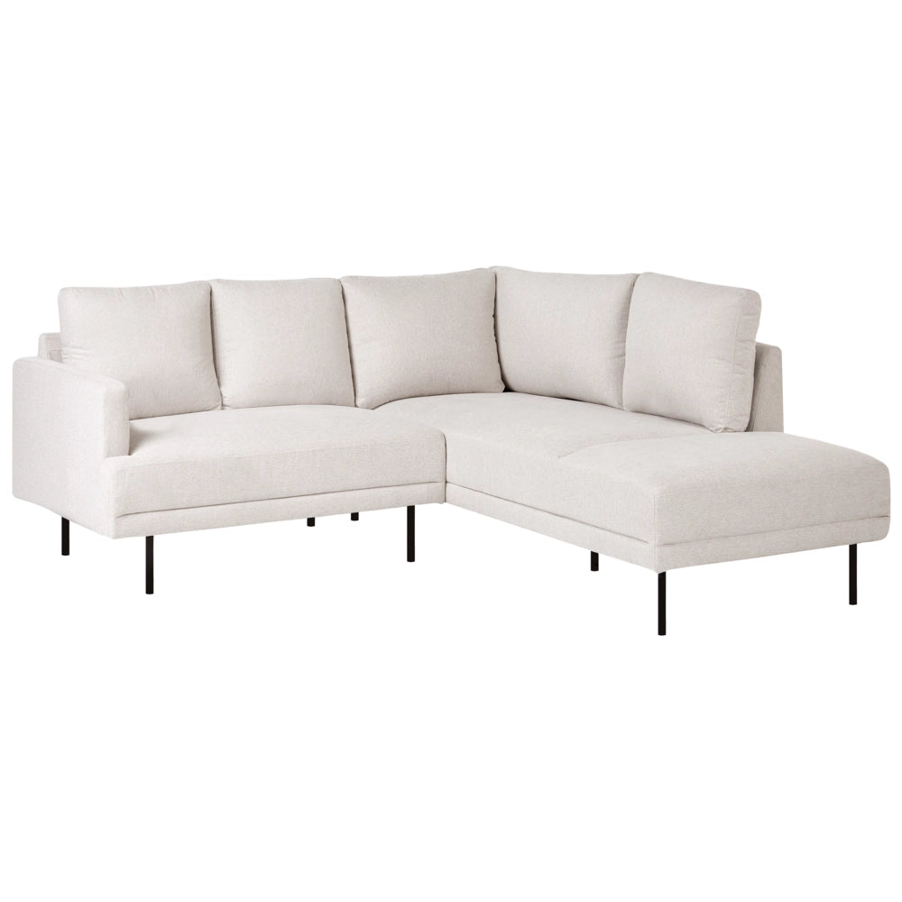 Divano angolare sinistro in poliestere beige Divano a 4 posti imbottito con gambe in metallo, tessuto e schienale imbottito, moderno e minimalista