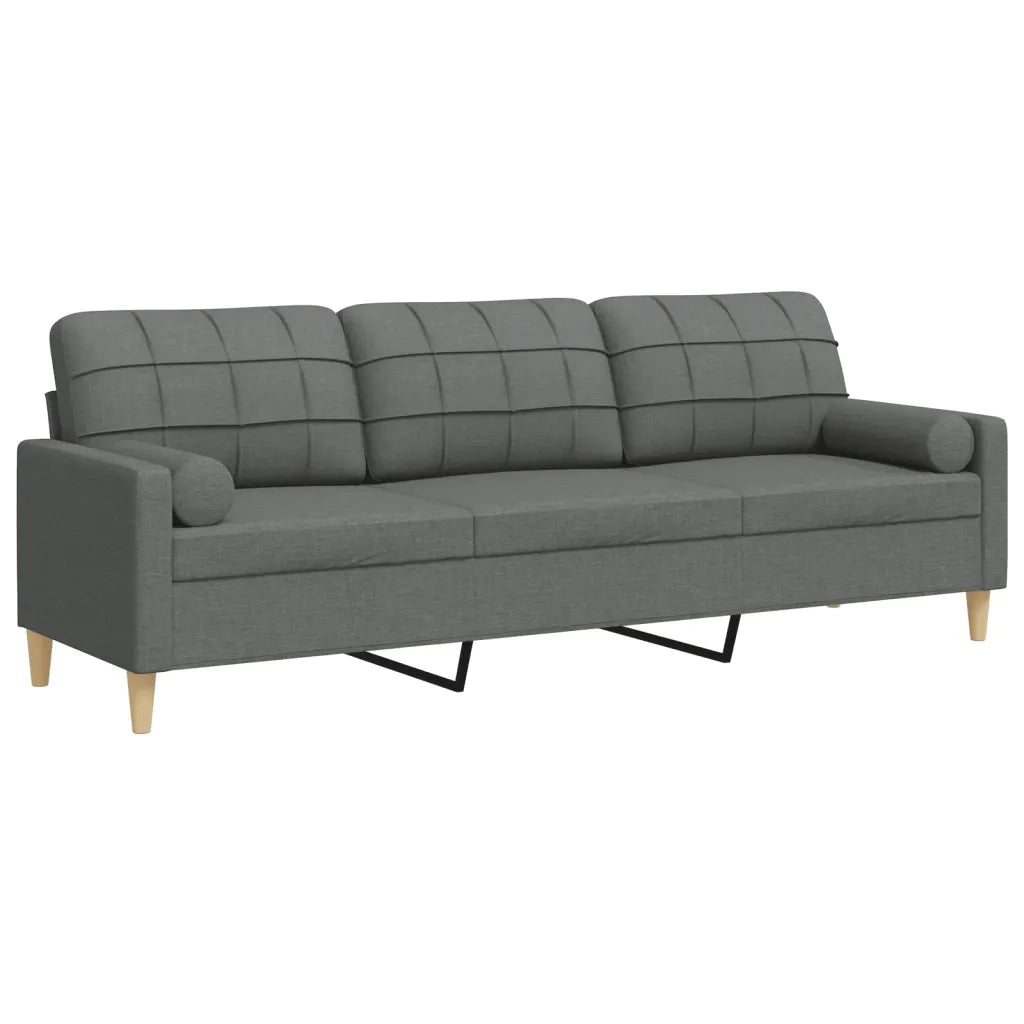Divano a 3 Posti con Cuscini Grigio Scuro 210 cm in Tessuto 3278202