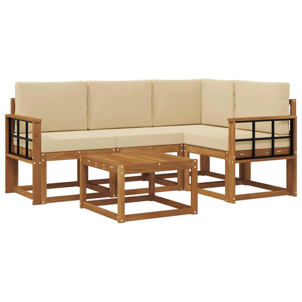 Set di divani da esterno con cuscino 5 pcs Naturale e Beige