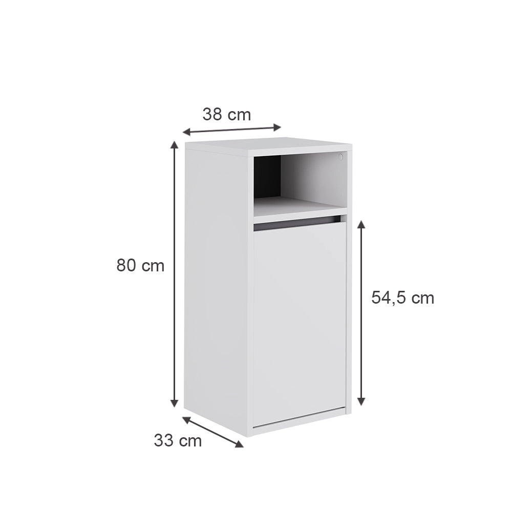Vicco Mobiletto da bagno Bianco/Grigio 38 x 80 cm con cesto portabiancheria