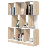 Mobile Libreria a 8 Ripiani per Soggiorno e Camera da Letto, in Legno, 100x27x124 cm, Rovere e Bianco