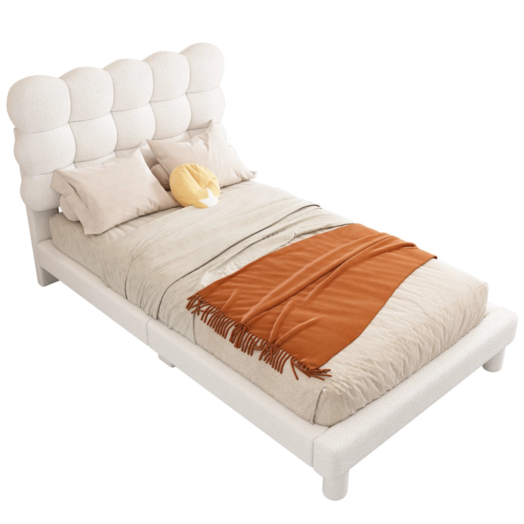 Letto Imbottito con Testiera Regolabile ¨C MINIMAL ¨C Bianco 90x200